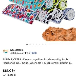 BRAND NEW CAVVE CAGE Guinea pig fleece liner, cow pattern,C&C cage padding